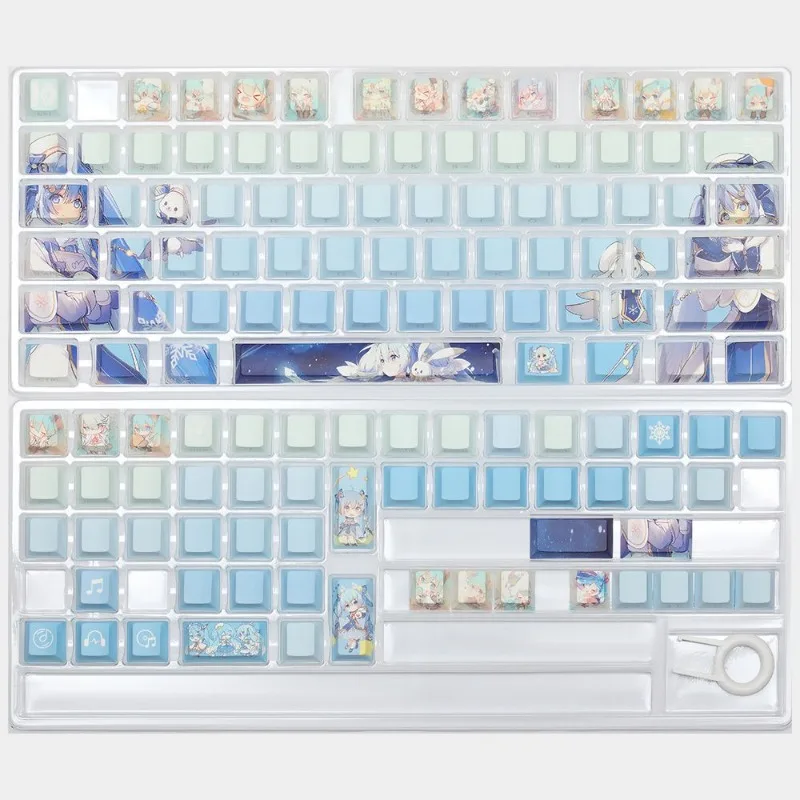 miniso-dessin-anime-premier-ton-fille-cote-sculpte-keycap-anime-sublimation-chaude-pbt-transparent-animation-personnalise-etudiant-cadeau
