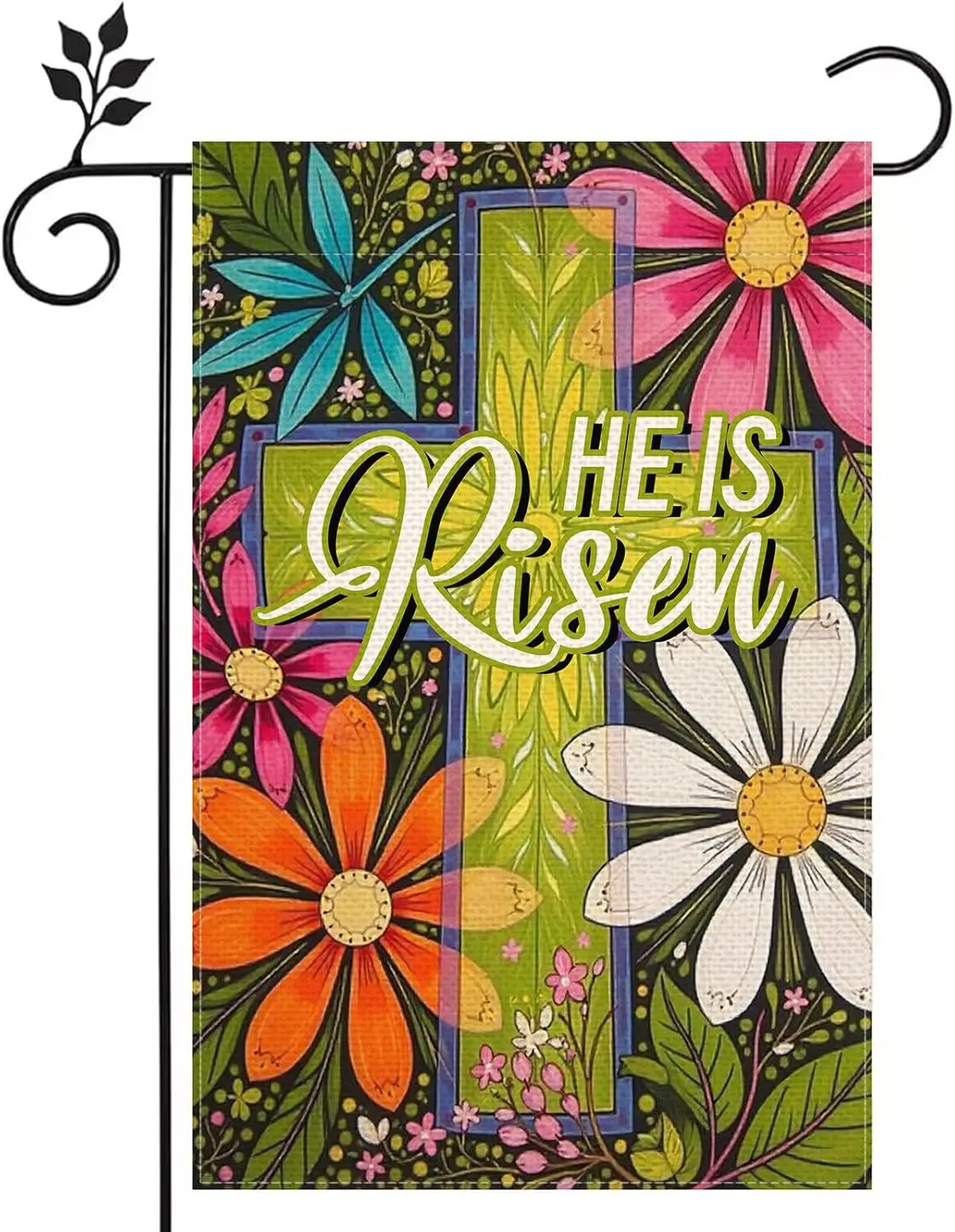 He is Risen Easter Flowers Eggs 12x18 inch Double-side Burlap Garden Flag Welcome Home Outdoor Yard Holiday Decoration Flag  EEZ