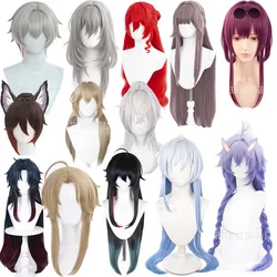 Rose Net Kafka Imbibitor Jingliu Yanqing Lunae Trailblazer Blade Sparkle Cosplay Wig Heat Resistant Synthetic Wig+ Wig Cap