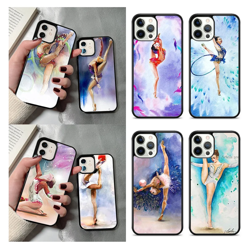 Gymnastics Oil Painting Phone Case For iPhone 14 15 16 13 12 Mini Max Cover For Apple 11 Pro Max 6S 8 7 Plus SE2020 Coque