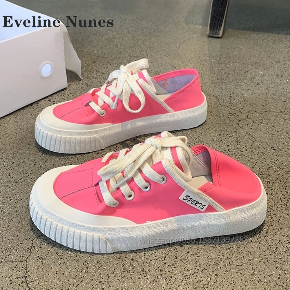 

Lace Up Shallow Bicolor Pumps Round Toe Flat with Splicing Women Sneakers Concise Cute Casual Shoes 2024 New Arrivals Summer