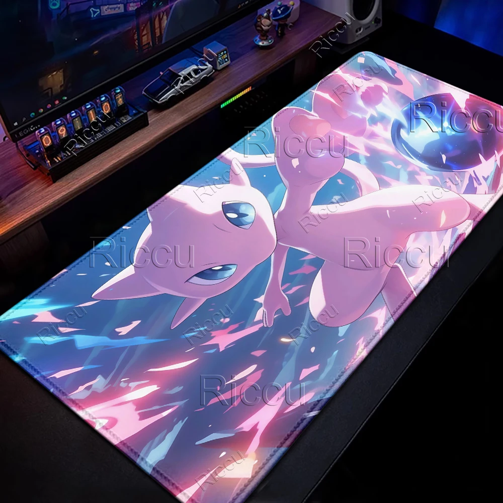 Pokemon Mewtwo Coole Schreibtischunterlage PC Großes Mauspad Schreibtischzubehör Gaming-Tastatur-Mauspad mit genähtem Rand und Gummiunterseite Erweiterte Schreibtischunterlage