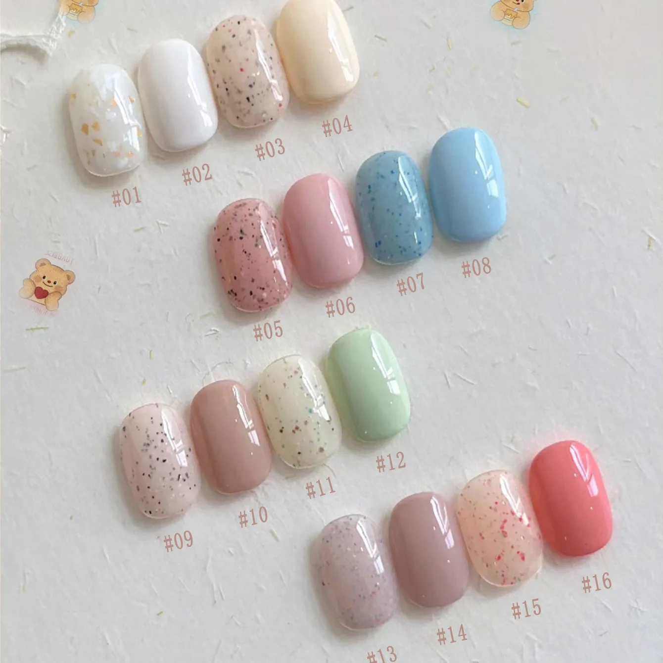 ยาทาเล็บเจล SHAKA 1-16 ชิ้น สีครีมหมี โทนสีเขียว น้ำเงิน เหลือง ชมพู สำหรับต้นฤดูใบไม้ร่วง 2025 ใหม่ น่ารัก สไตล์ฮาโลวีน ใช้ได้หลากหลาย