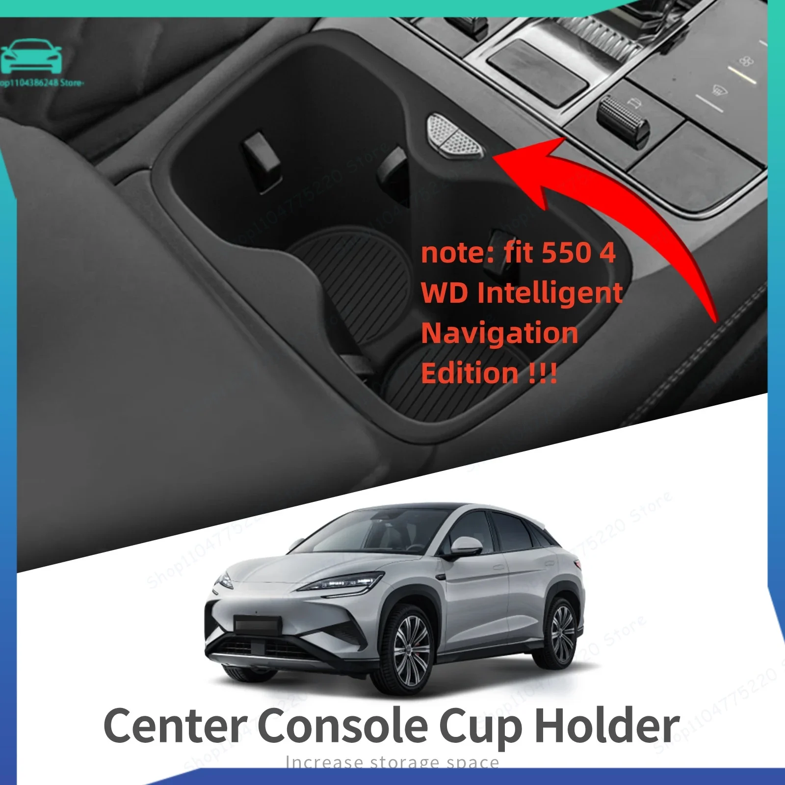 

For BYD Sealion 7 2025 Water Cup Holder Insert Cup Box Shock-Absorbing Tray TPE Organizer Tidying Auto Interior Accessories