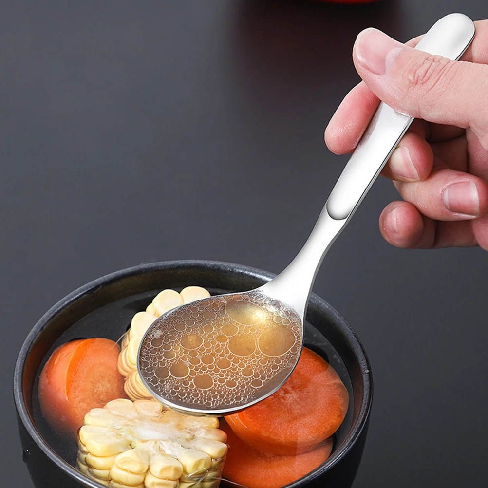 

2pcs Stainless Steel Soup For Rice Spoon Thickened Round Design Wood Handle Dessert Spoon Tea Coffee Ice Cream