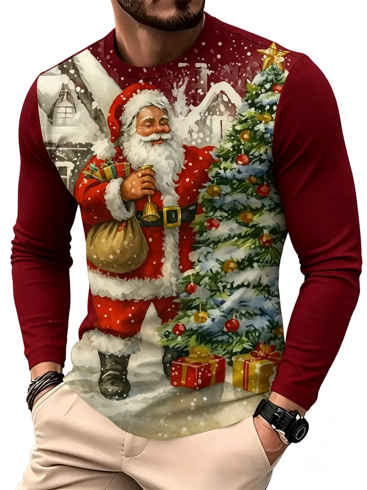 Men's Casual Fashion Long Sleeve T-Shirt Gradient Letter Graphic Printed Regular Fit Round Neck Sporty Jersey Tops Tees