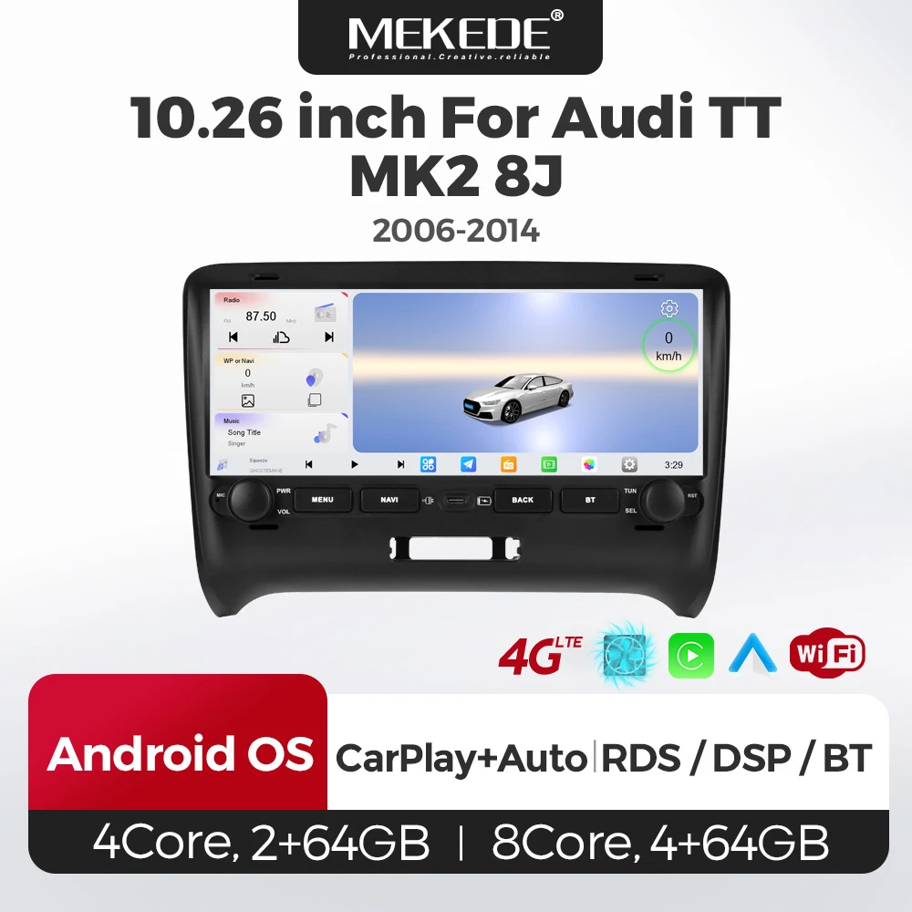 MEKEDE Android OS For Audi TT MK2 8J 2006 - 2014 10.26inch Car Radio Carplay 2 Din Central Multimedia Intelligent audio systems