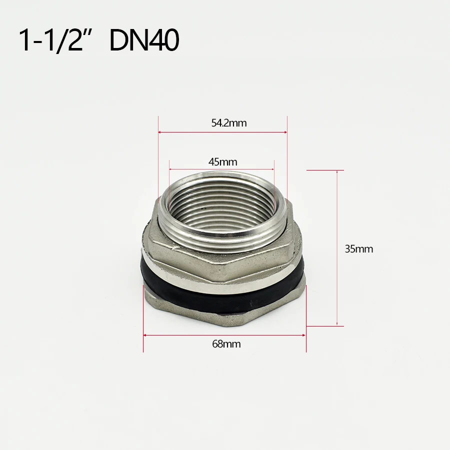 Schott-Wassertank-Anschlussadapter – BSP-Innengewinde aus Edelstahl 304, 1/2 Zoll, 3/4 Zoll, 1 Zoll, 1-1/4 Zoll und 1-1/2 Zoll Rohradapter – Detail 6