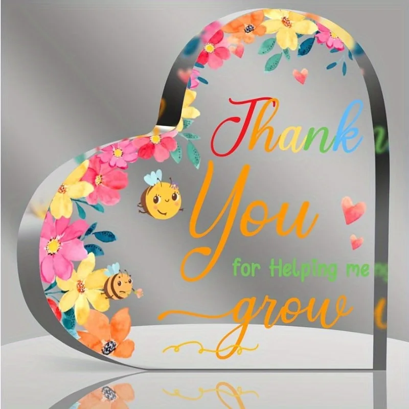Thank You for Helping Me Grow Heart, Teacher & Women Appreciation Gift, Desk Decor