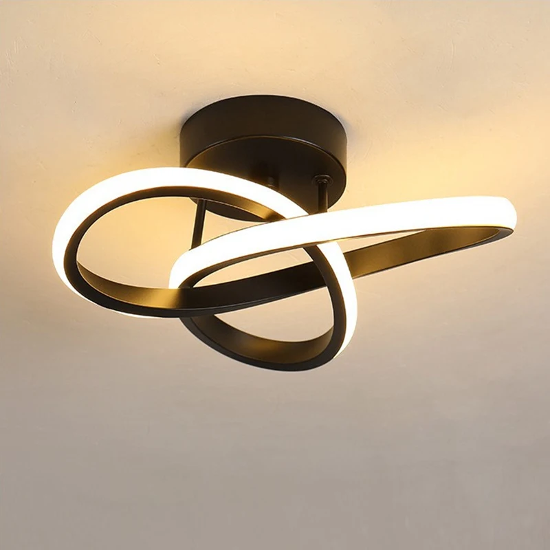 Plafonnier LED en silicone au design moderne, disponible en noir et en blanc, luminaire décoratif de plafond, idéal pour un couloir, une entrée ou un balcon