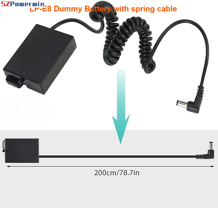 DR-E8 DR E8 DC Coupler PD USB-C Adapter Spring Cable to LP E8 Dummy Battery for Canon EOS Rebel T5i T4i T3i T2i Kiss X7 X6