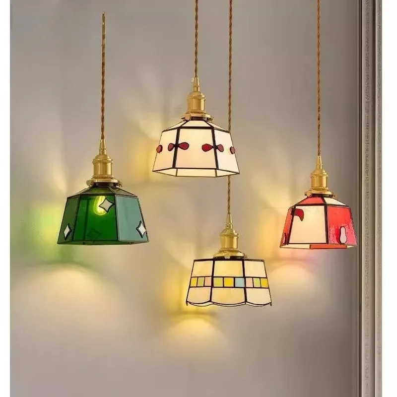 

Новинка 2025, ретро прикроватная люстра для спальни, крыльцо, коридор, подвесная проволочная лампа, стеклянная декоративная линейная люстра