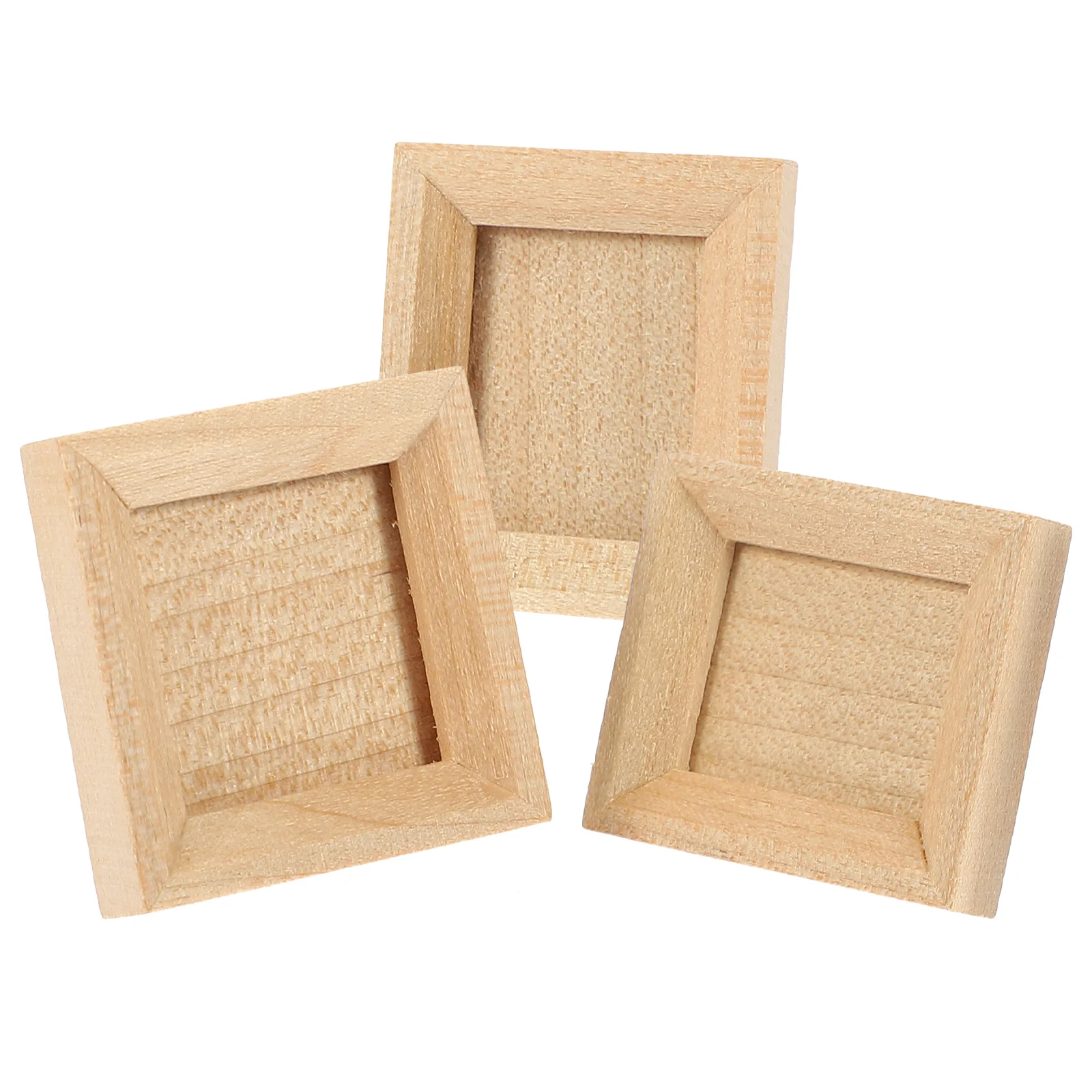 3 Pcs Decorate Dollhouse Photo Frame Decorative Mini Picture Frames Bulk Suite Miniature Wood for Crafts Moulding