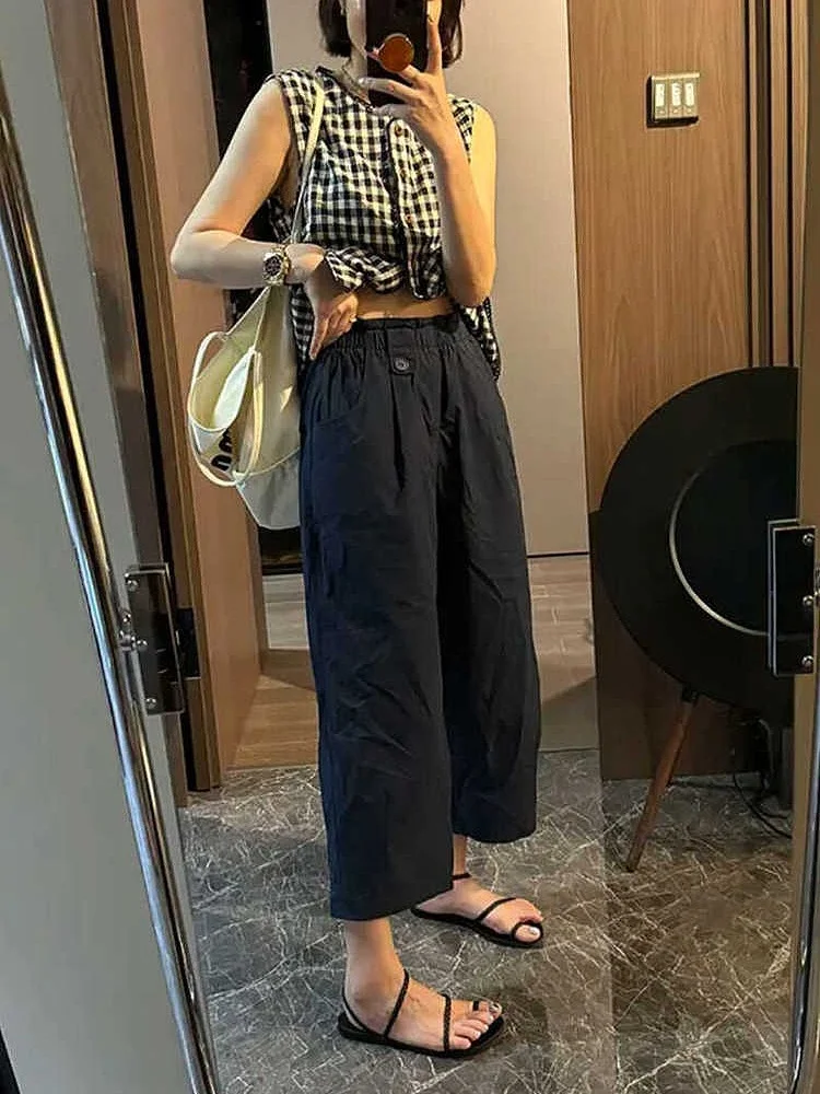 

High Waist Wide Leg Pants Women's Spring Summer New Sle Casual Straight Cut Thin Material Nine Point Pants Floral Waist