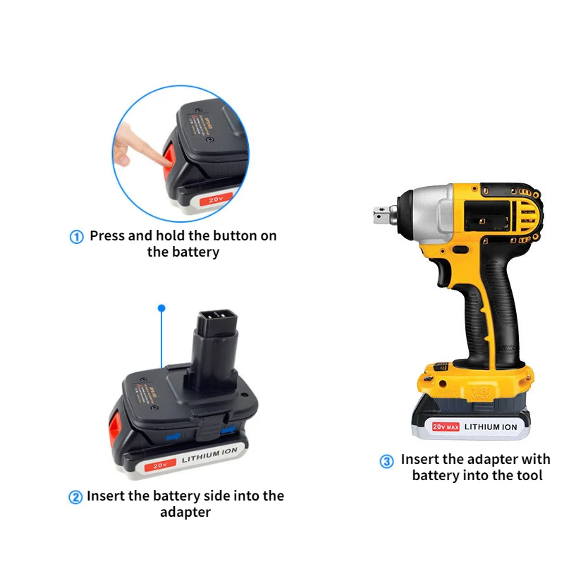 Adaptador de batería BPS18D para Black & Decker/Porter-Cable/batería de iones de litio de 18V de Stanley, convertidor para herramienta eléctrica DeWalt Nickel de 18V