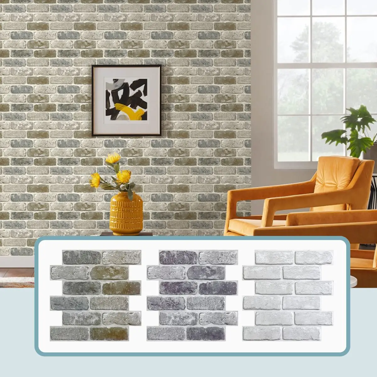 10pcs 3D Brick Wall Stickers Self-adhesive Faux Brick Wall Panels, Matt, Waterproof, 30 X 30cm, Living Room Bedroom Wall Decor