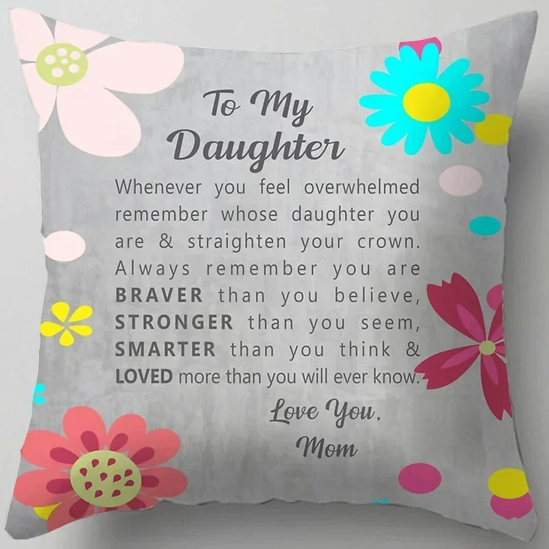 Letter To My Daughter Pillow Covers Decorative 18x18 Inch Bedroom Pillows Case for Girls Room Aesthetics Pillowcases for Pillows