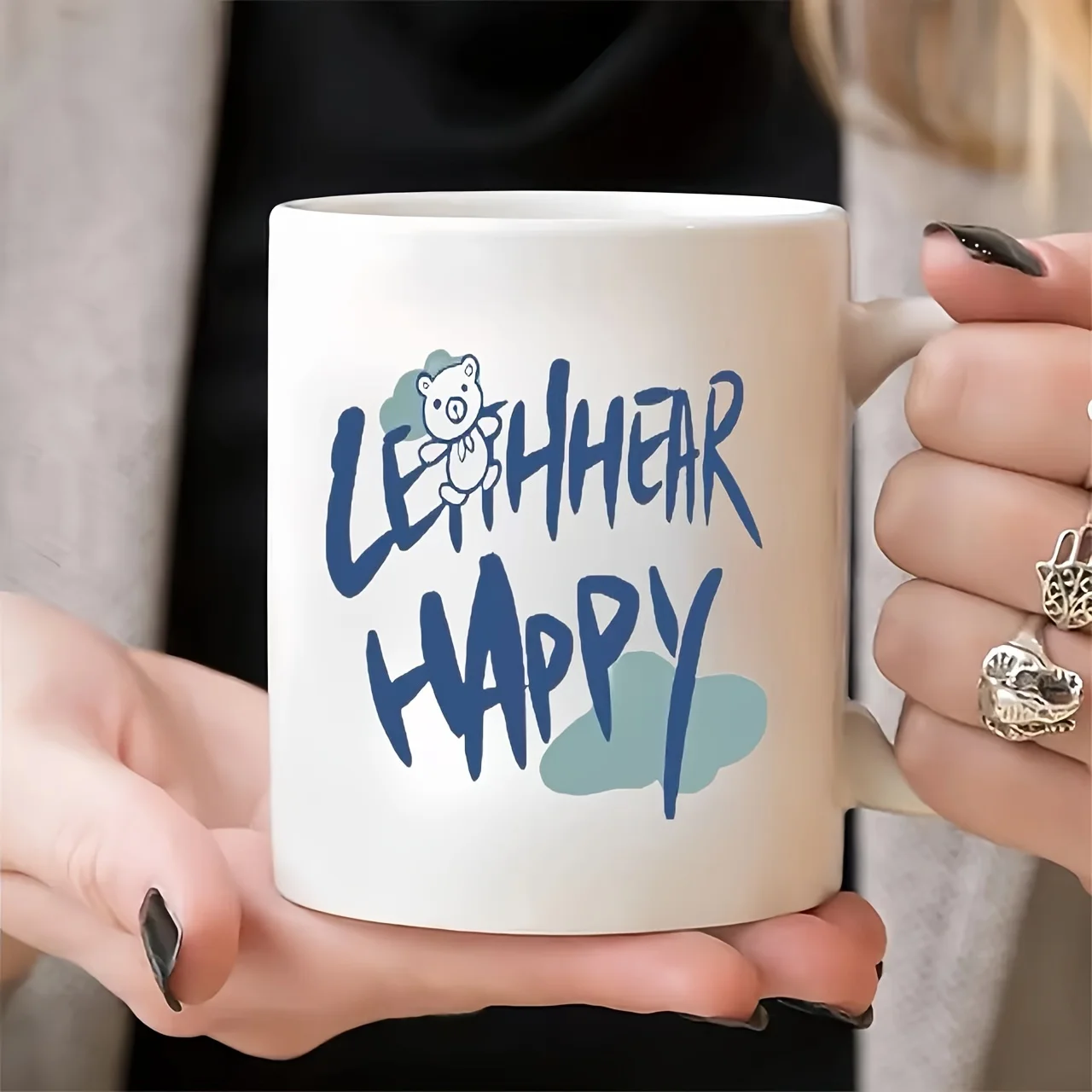 

1 шт. кружка с принтом плюшевого мишки "Let's Be Happy", многоразовая и идеально подходит для повседневного использования.