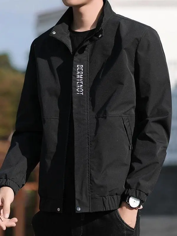 

Мужская повседневная куртка с воротником-стойкой, весенне-осенняя модная универсальная рабочая одежда, верхняя одежда, дышащая облегающая деловая одежда