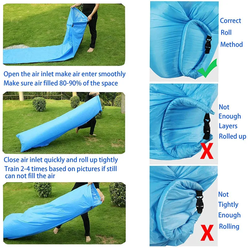 Inflatable Lounger Air Sofa Portable Waterproof Anti-air Leaking Beach Chair Camping Hiking Seaside Ideal Couch Outdoor Mattress