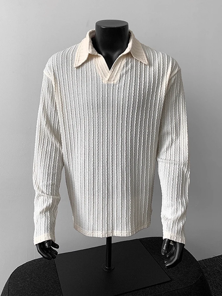 

ay Wheat Stem Pattern Long Sve irt Men's Autumn High-End CleanFit Old Money Sle Inner Wear Base irt