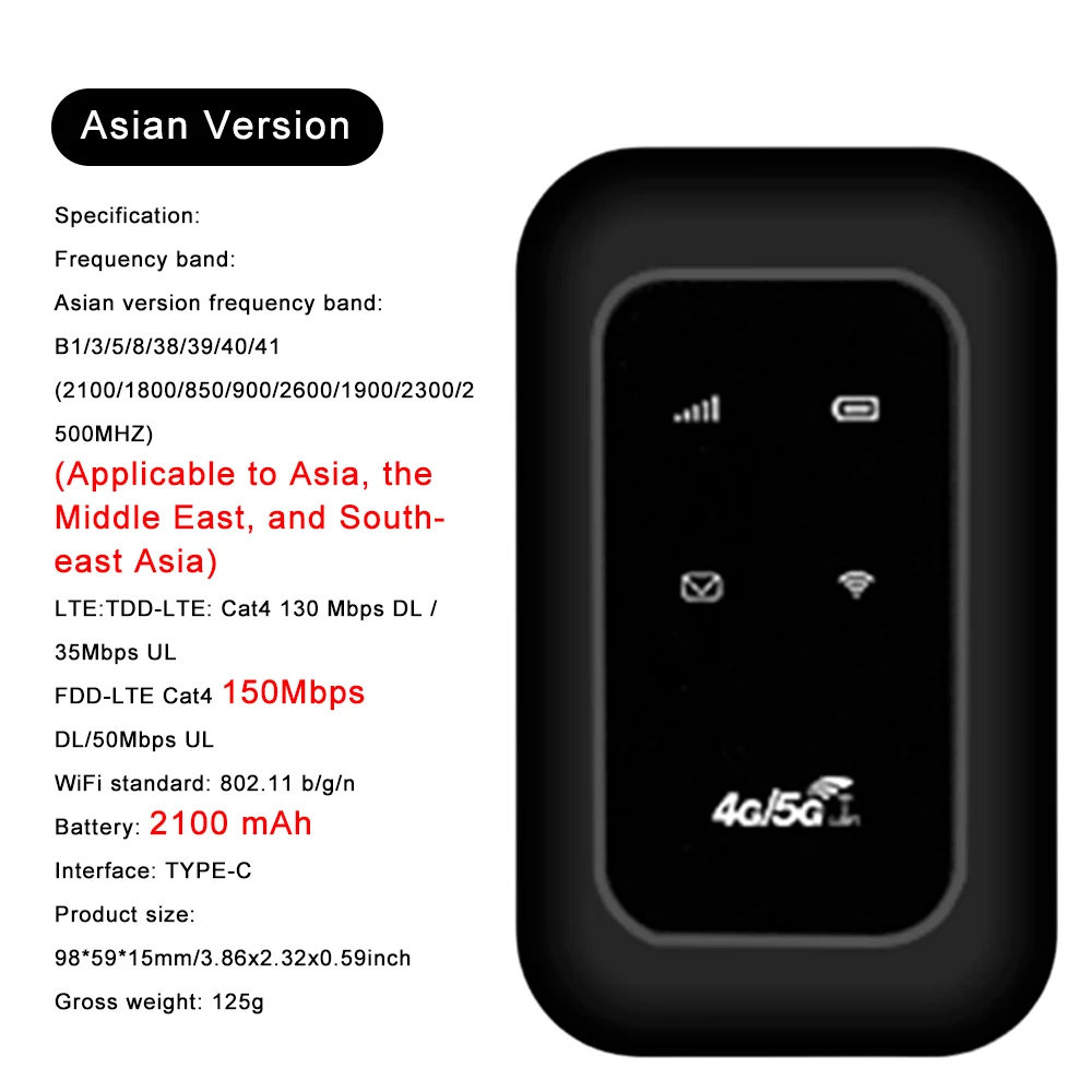 4G LTEモバイルWiFiルーター ポータブルWiFiルーター 150Mbps ミニ