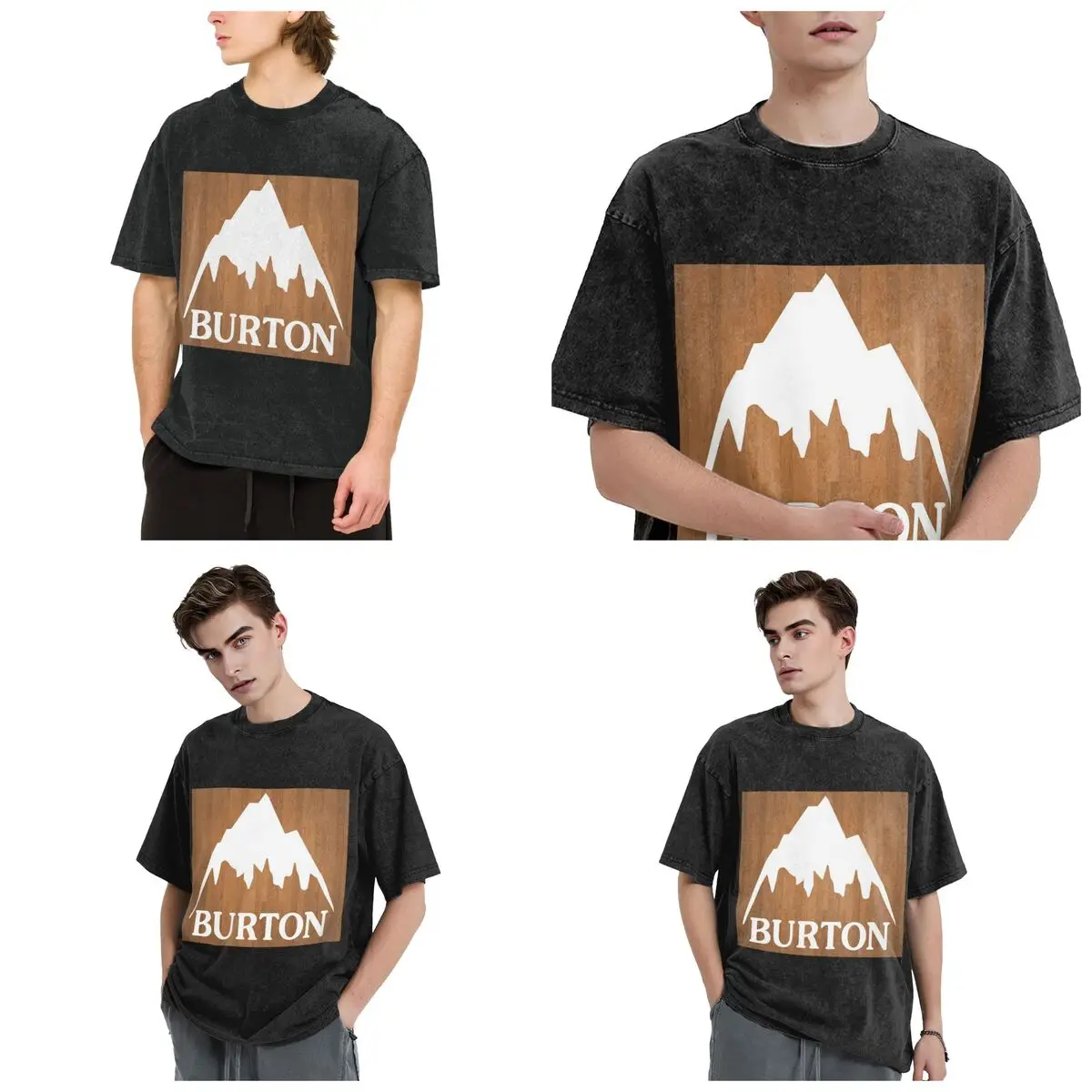 Burton Snowboard Sportive Hip Hop Short Sleeve T-Shirts Washed Tops Tees Streetwear T Shirt Oversized for Men woman