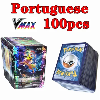 포켓몬 카드 포르투갈어 40-100pcs GX V Vmax Charizard 포켓몬 피카추 카르테 게임 배틀 카르테 트레이딩 빛나는 카드