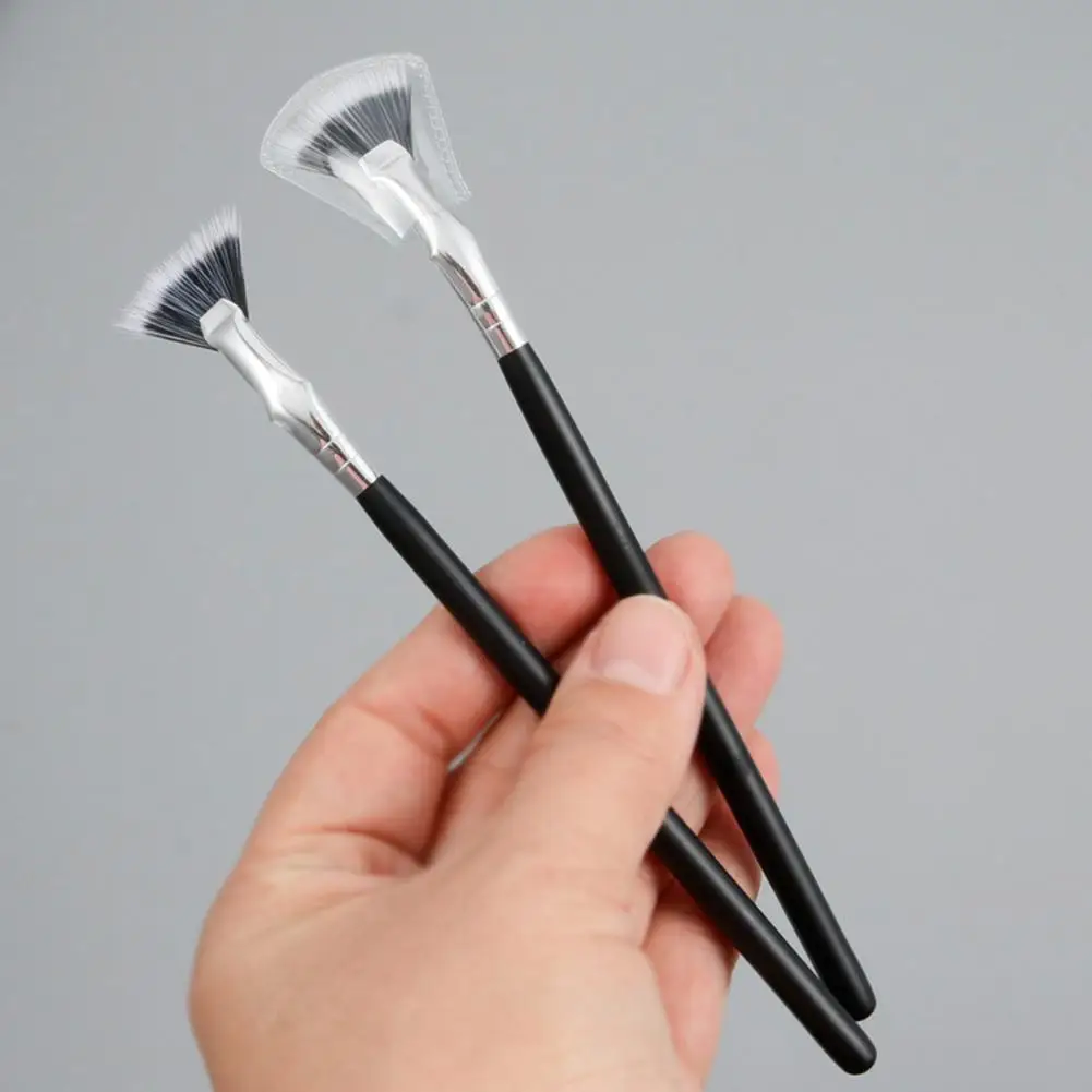 Brosse à cils en forme d'éventail, douce, sans perte, beauté professionnelle, pinceaux de maquillage pour cils, mascara, surligneur, poudre, outil de bavure, 2 pièces