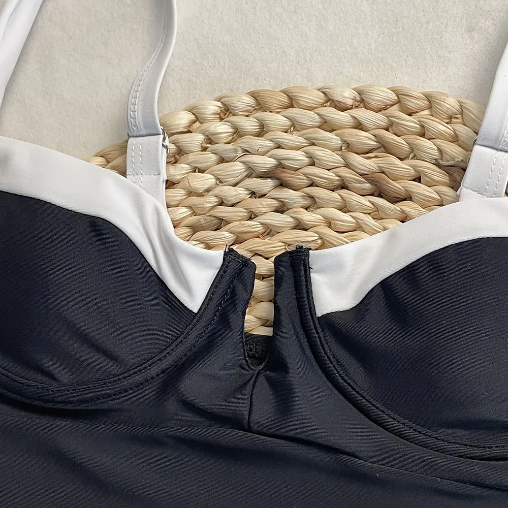 SERENECHIC-bañador de una pieza de retales para mujer, traje de baño con tirantes, conjunto de Bikini ajustado Sexy, parte inferior brasileña, ropa de playa de verano 2025