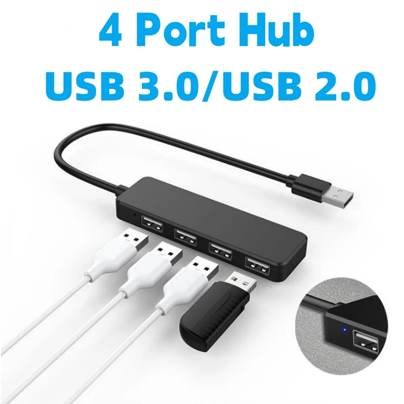 USB 3.0 USB 2.0 허브, 고속 4 포트 USB 분배기, 다중 확장 OTG 어댑터, 컴퓨터 노트북 데스크탑 PC 액세서리, 5Gbps