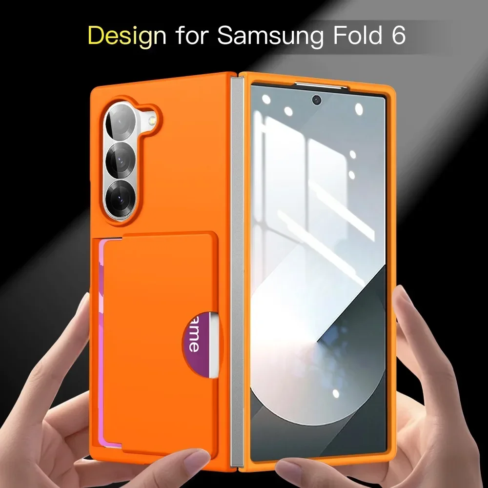 Wallet Card Holder Phone Case for Samsung Galaxy Z Fold 6 Fold6 ZFold6 5G Shockproof Hard PC Shell Protective Cover