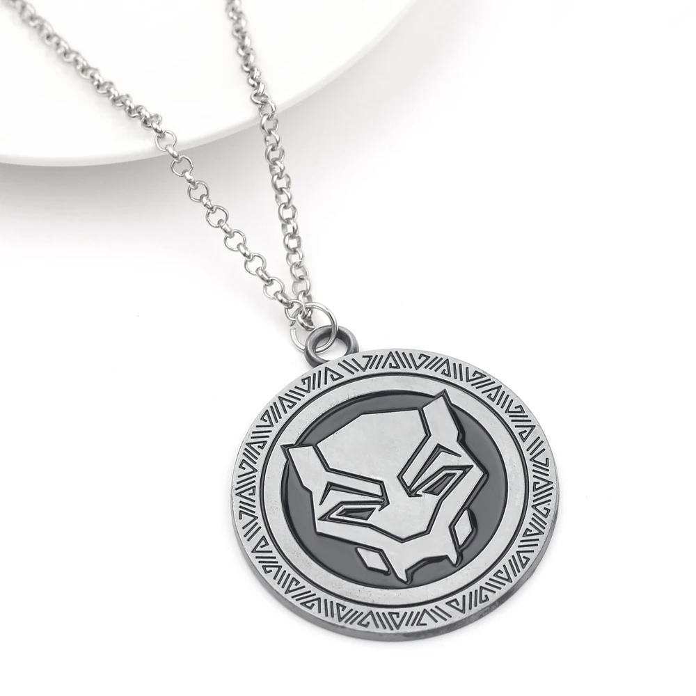 Classic Trendy Black Panther Necklace - Fashion Cool Round Superhero Pendant Jewelry Gift for Friends Accessory