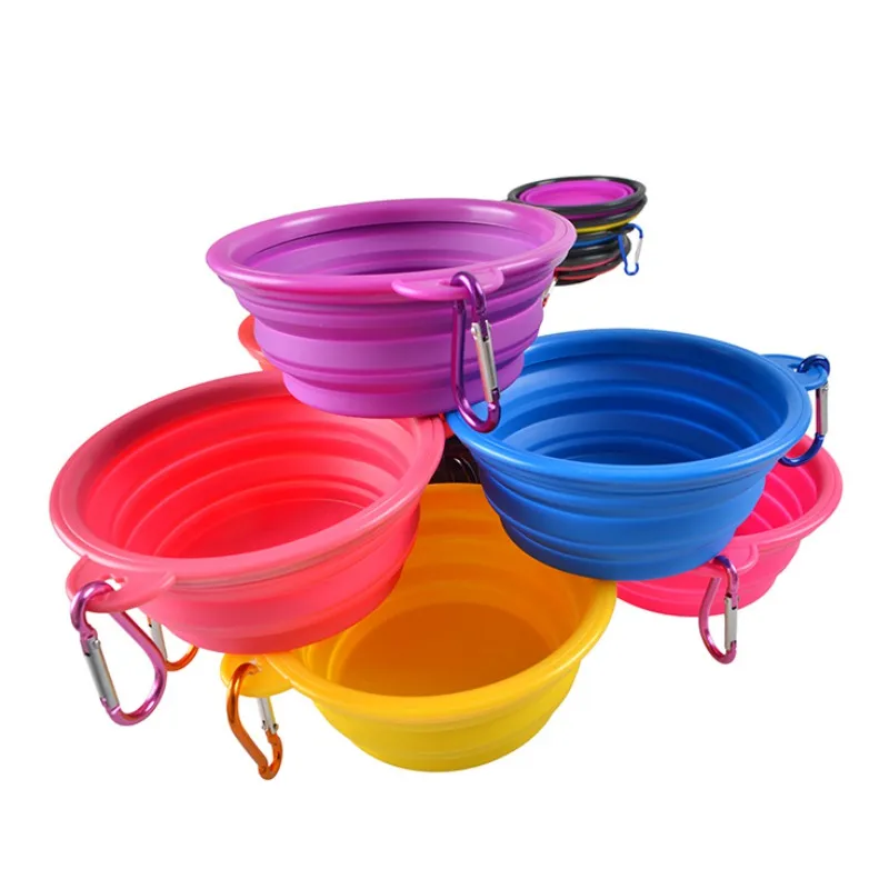 Large Capacity Collapsible Dog Pet Folding Silicone Bowl Outdoor Travel Portable Puppy Food Container Feeder Dish Bowl