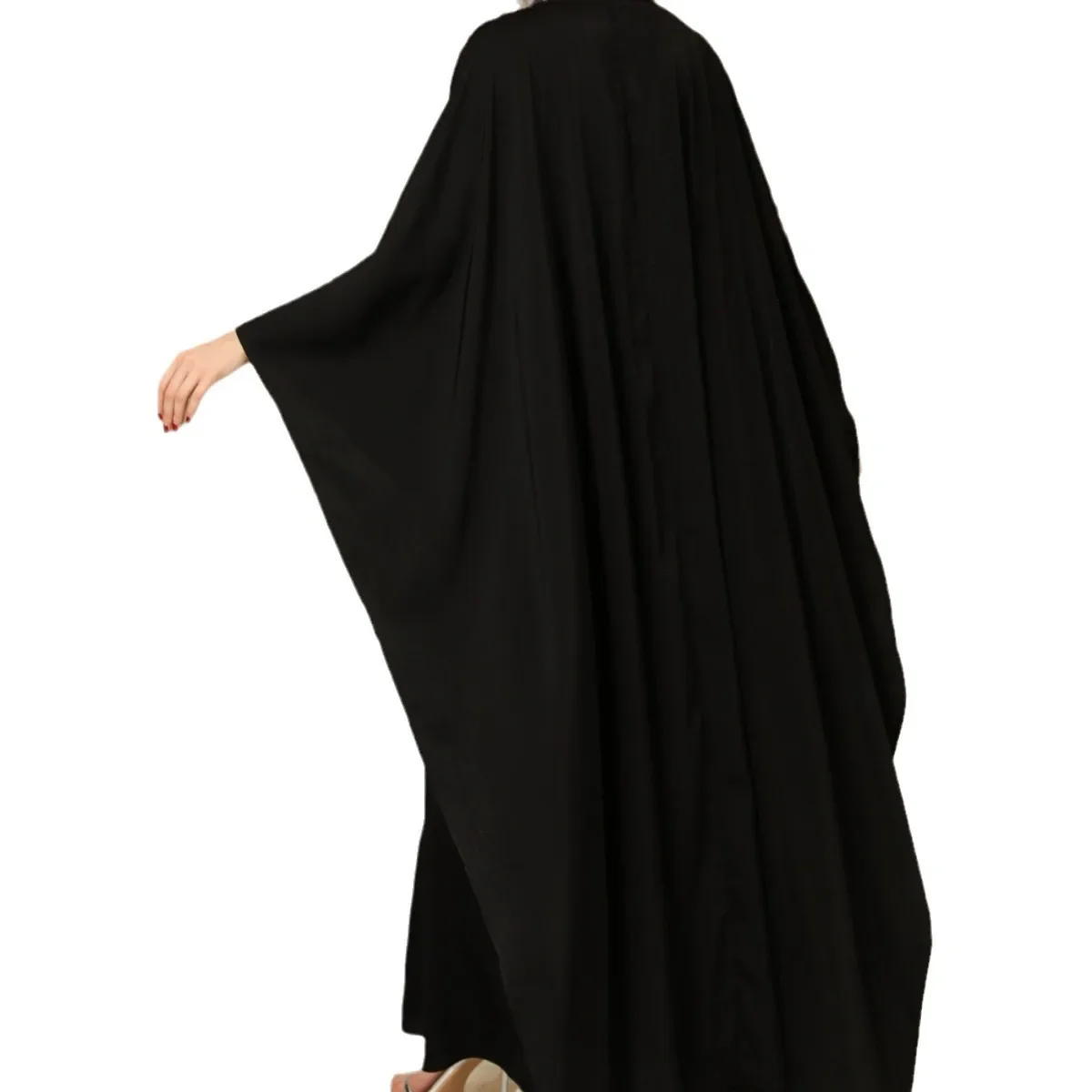 Abaya-Cardigan boutonné à col rond pour femmes musulmanes, robe arabe du Moyen-Orient, Everak, monochromatique