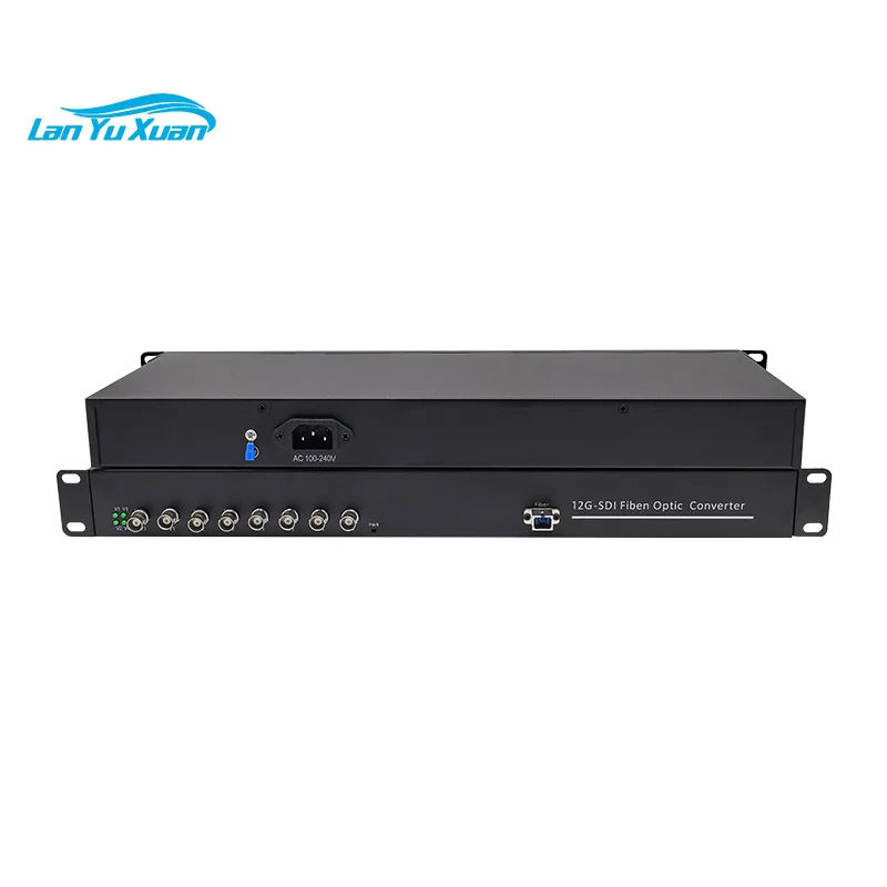 12G-SDI Fiber Optic Converter 4 Channels with Loop-out SC Single Mode 10KM 4K30 4x12G-SDI Fiber Extender 10km SC Single Fiber