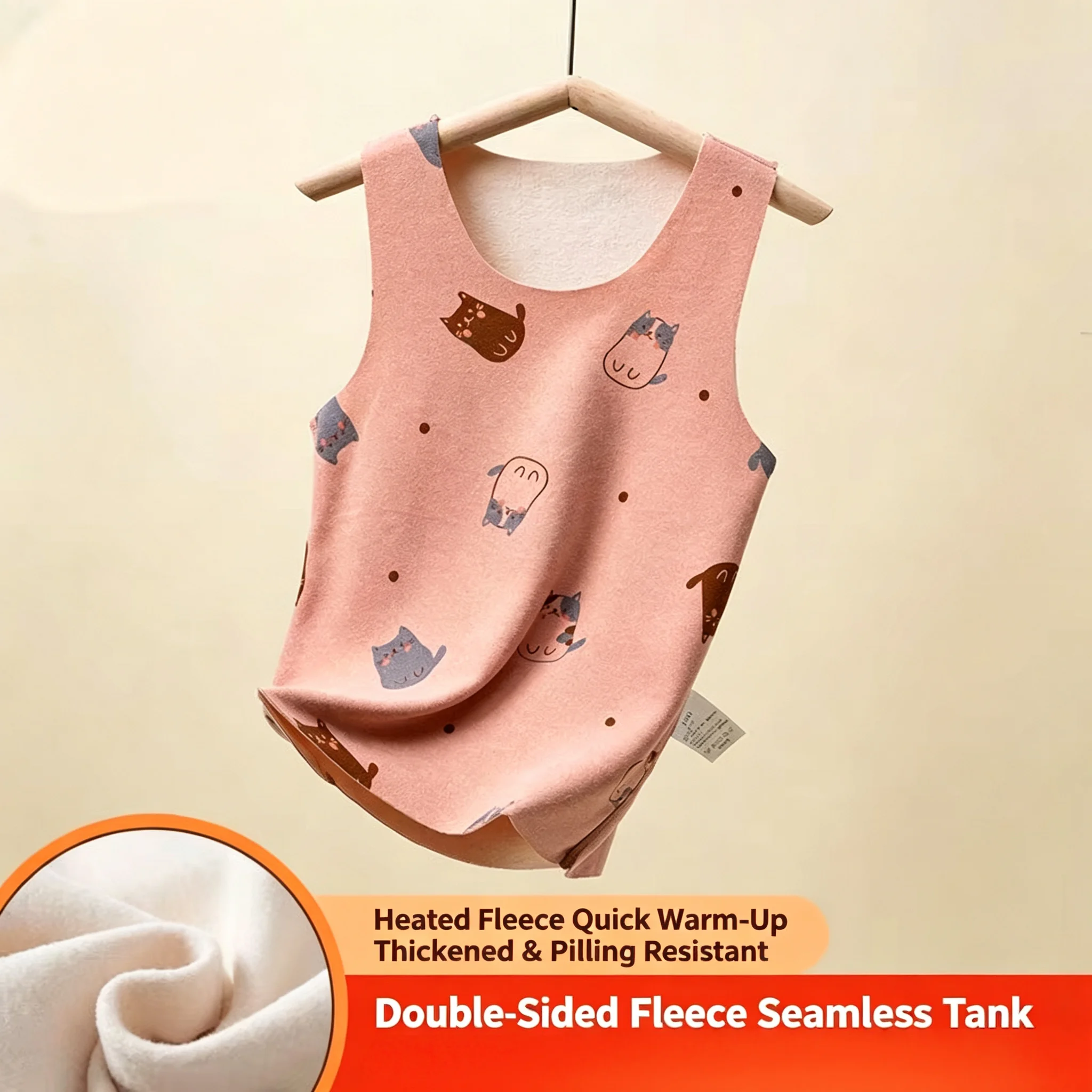 For Children's Four Season Comfortable and Versatile Vest Girls' Casual Round Neck Top Girls' Cute Printed Base Shirt Sports Top
