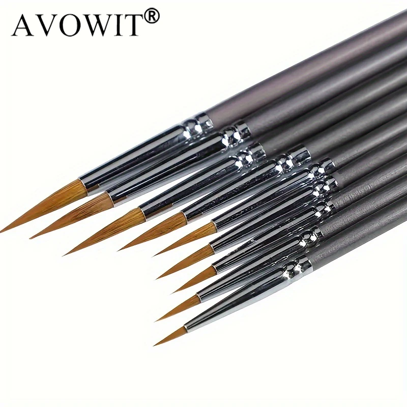 9pcs High-Quality Detail Brush Set, Detail Oriented Watercolor Painting, Watercolor Painting, Comfortable Birch Wood Handle