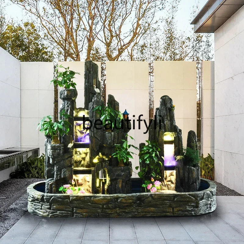 D178  Big rockery fountain, courtyard garden fish pond waterfall landscaping, living room ornament