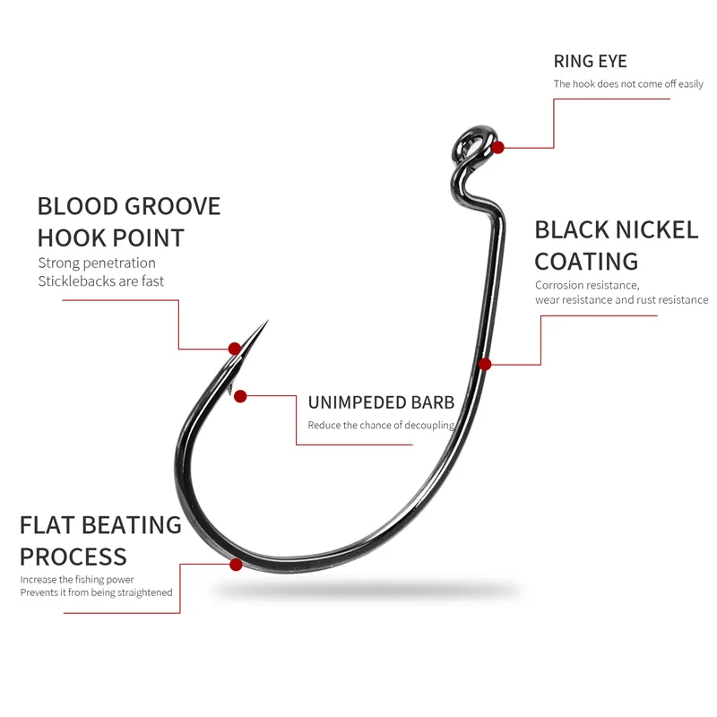 ZYZHE Extra Large Crank Hook 5/0#-12/0# Thickened and Reinforced Fish Hooks High Carbon Steel Soft Bait Crank Hooks view 5