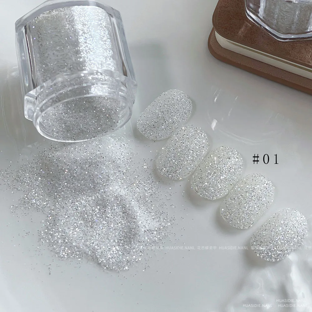 1jar Funkelnder Kristall Diamant Silber Nagel Glitzer Pulver Laser Reflektierender Zucker Nagel Staub Glänzende Maniküre Glitzer Dekoration E35