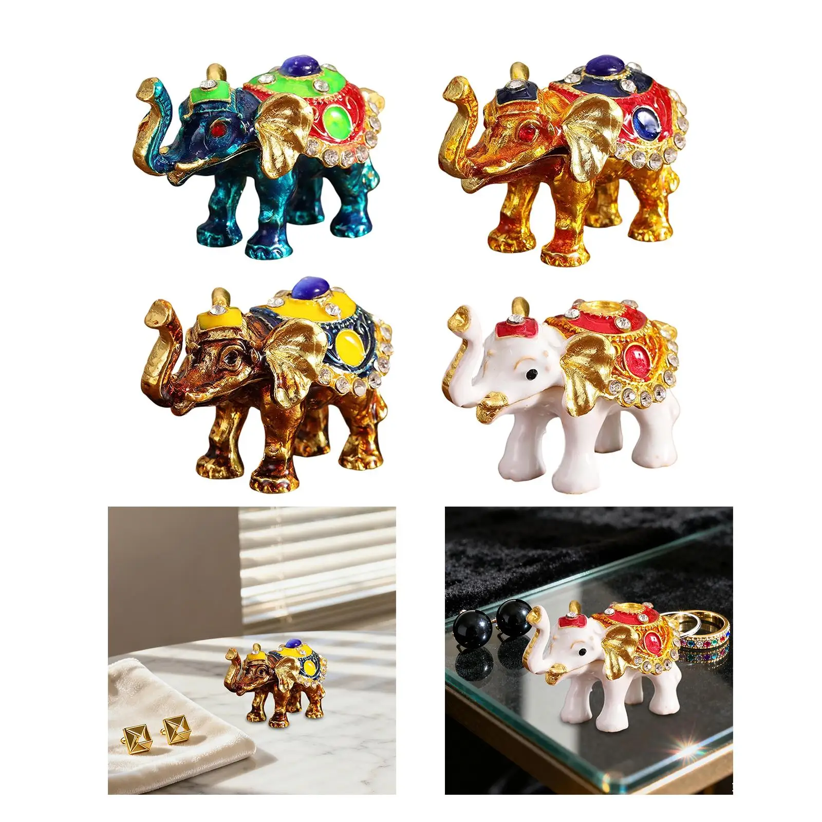 

Elephant Trinket Box Jewelry Box for Women Elegant Collectible Craft Thoughtful Craftsmanship Elephant Figurine Organizer