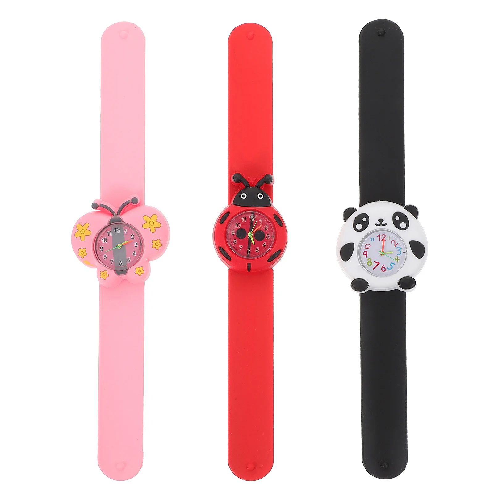 3Pcs Silicone Watch Cartoon Pattern Watches Clear Numbers Learning Time Gift for Students Watch