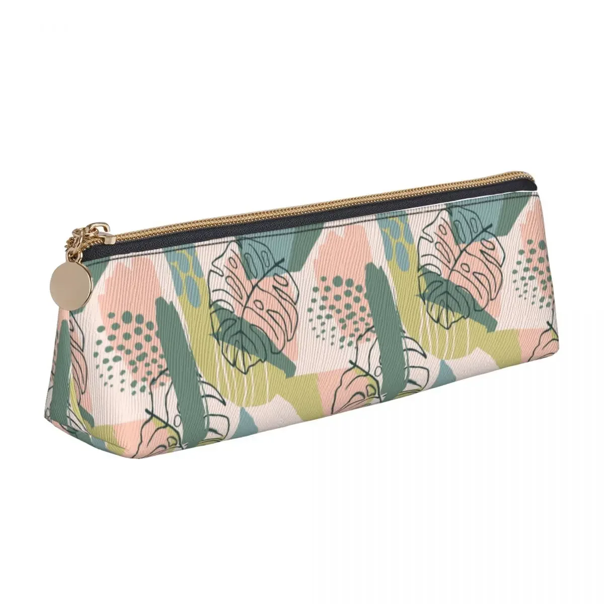 Tropical Plants Pencil Case Nordic Wind Fashion PU Leather Pencil Pouch Girl Boy Kawaii College School Pencil Cases Stationery