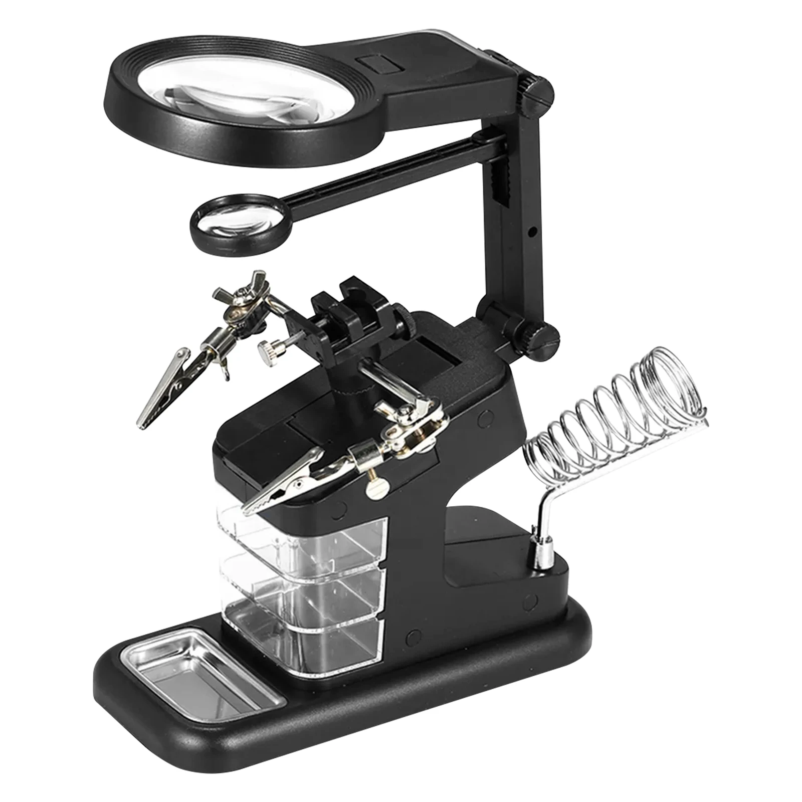 

USB Welding Clamp 10LED Lights Adjustable Height Black Acrylic Lens Desktop Magnifier Electronics Hand Clamp Soldering Station