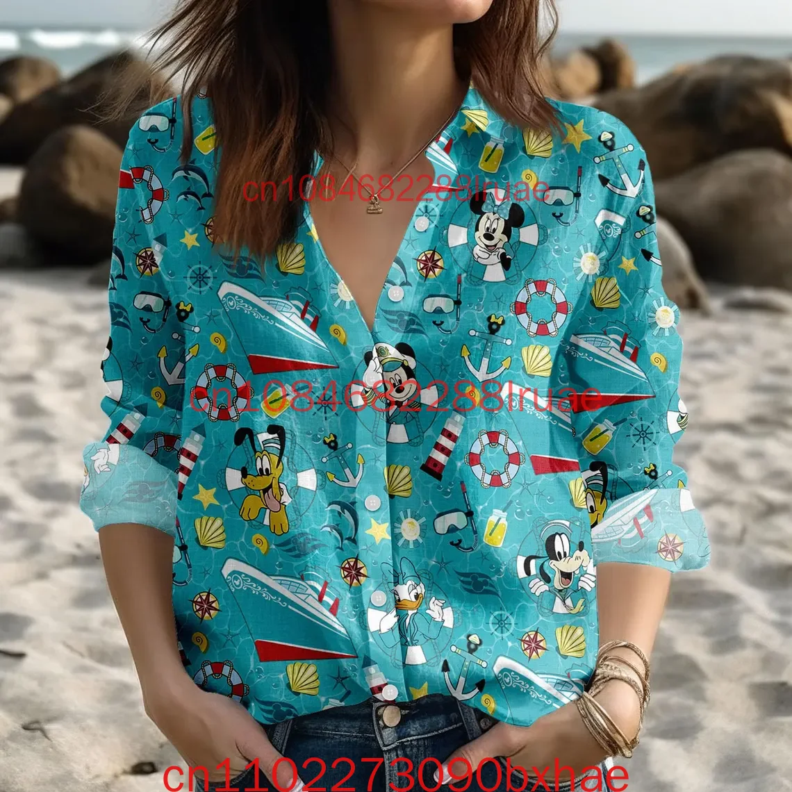 

Mickey Cruise Blouse Shirt Disney Cruise Women Shirt Mickey And Friends Button Up Shirt Disneyland Shirt Disney World Gift