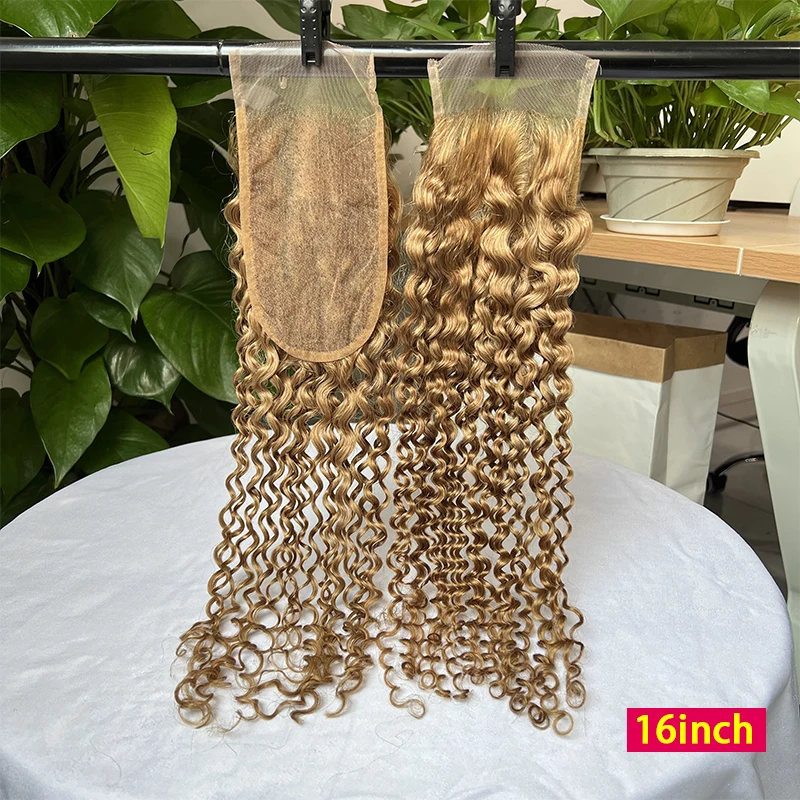 

#27 Color Deep Curly 4x6 Lace Closure Transparent Lace Melt Skin Invisible Lace Pre Plucked 100% Raw Virgin Human Hair