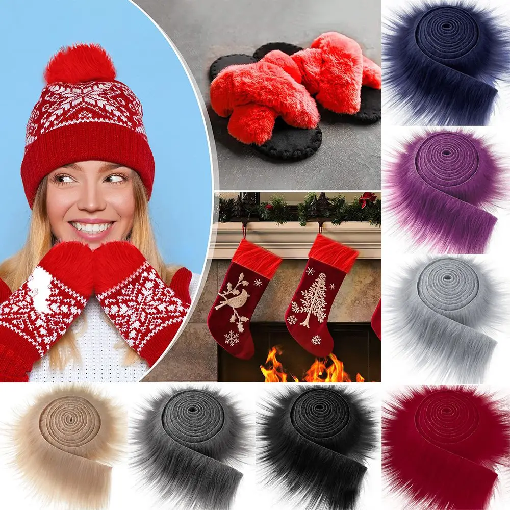 Soft Trimming Apparel Sewing Winter Costume Long  Fur Fabric Faux Fur Ribbon Tapes Trim Fabric Roll  Fur Stripe