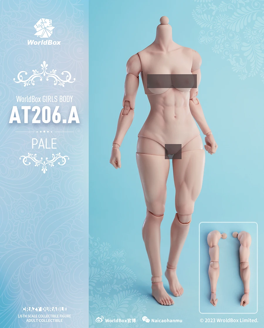Worldbox 1/6 échelle AT206 fille corps articulé musculaire pâle clair Tan 12 ''femelle soldat figurine poupée jouets avec bras remplaçables