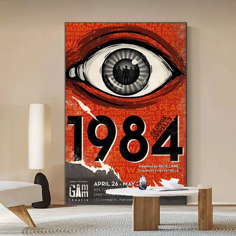 1984 George Orwell Poster Self-adhesive Art Poster Retro Kraft Paper Sticker DIY Room Bar Cafe Vintage Decorative Painting